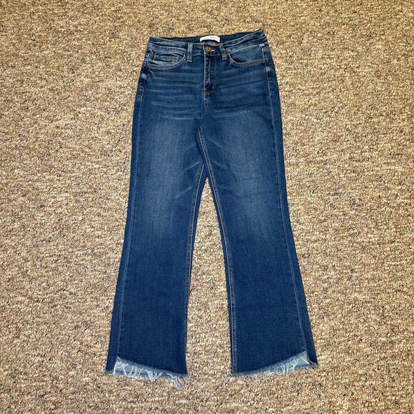 Flying Monkey High Rise Slant Hem Flare Jeans Blue Size 27 - Picture 1 of 6